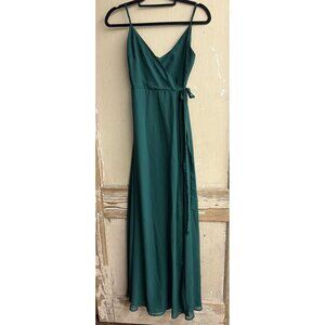 Emerald Green Birdy Grey Wrap Maxi Dress With Spaghetti Straps XS X-SMALL